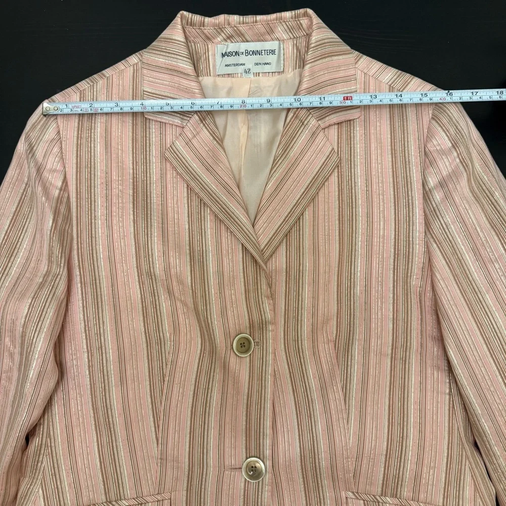 Maison de Bonneterie Blazer 42 Pink Metallic Stripe Amsterdam Designer Jacket
